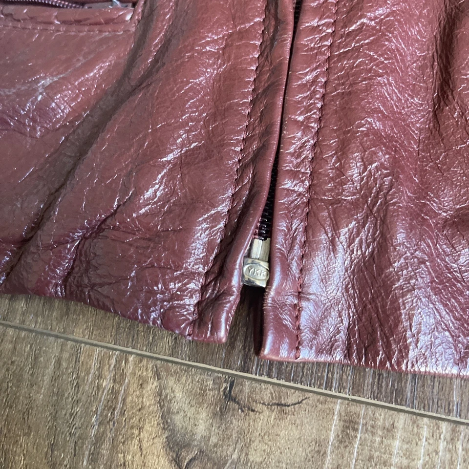 Chaqueta de cuero Bermans vintage años 80 para mujer talla 14 chaqueta de cuero borgoña Foto 3 de 4