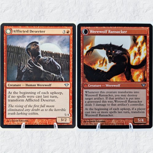 MTG Afflicted Deserter - Werewolf Ransacker Magic Card in a Protective Sleeve - Picture 1 of 3