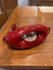 BT Genie Telephone 1980s Vintage Red Landline Push Button Phone