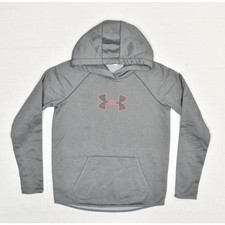 Under Armour Women Pullover Hoodie Center Logo Polyester Gray Size S Loose Storm