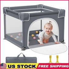 Compact Baby Playpen Soft Mesh Anti-Slip Base W/ Pull-Up Rings Portable Yard New
