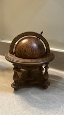 Vintage Old World Zodiac Italian Wooden World Table Top Globe Made in Italy 7"