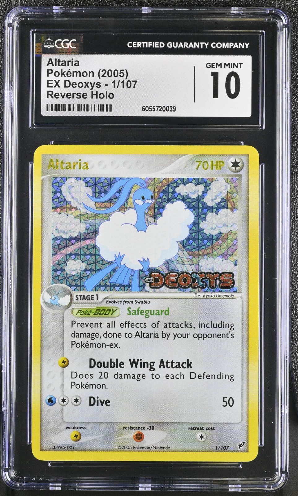 2005 Pokémon Altaria 1/107 EX Deoxys Reverse Holo Stamped CGC 10 Gem Mint