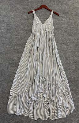 VICI Women s Small Striped Maxi Dress Ruffle Tiered Boho Sundress