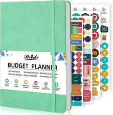 WEMATE Budget Planner 2026 - Monthly Book with Expense Tracker Green 
