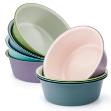 8 Pieces Round Plastic Wash Basin, 5 Quart Portable Laundry Hand Wash Dish Pa...