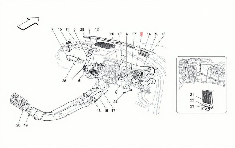 08-19 MASERATI GRANTURISMO FRONT CONSOLE DASHBOARD AC AIR VENT BLACK OEM