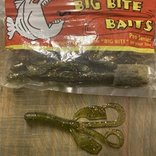 RARE Big Bite Baits green 4” brushhog 10 count pack