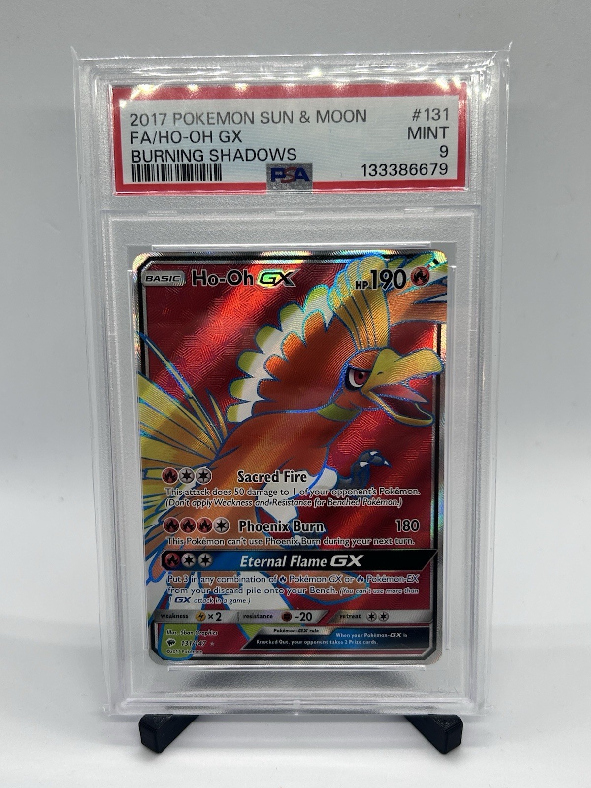 Ho-Oh GX Pokémon TCG Holo 131/147 Full Art Burning Shadows PSA 9