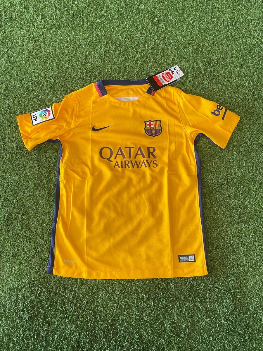 Nike Barcelona Youth Away Jersey 2015/16 Large - Yellow/Red | eBay