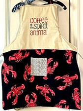 Custom Made Reversible Adult "Coffee Is My Spirit Animal" and Lobster BIB Apron