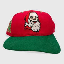 Vtg 1990s American Needle Santa Claus Red & Green Blockhead Snapback Hat Cap
