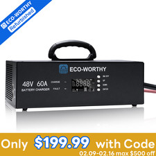 ECO-WORTHY 48V Lithium Battery Charger 0-60A Adjustable Current 90-260V Input