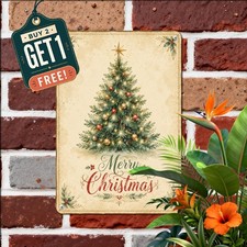 Merry Christmas Holiday Greeting Festive Living Room Metal Tin Sign 8x12 In