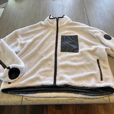 Fabletics Larissa White Black Teddy Sherpa Fleece Zip Up Jacket Size XXL