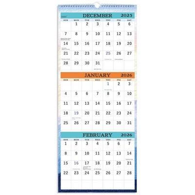 3 Month 2026 Calendar - 2026 Wall Calendar From January 2026 - December 2026, 3-Month Display Calendars (Folded In A Month), 11.3\" X 26\" (When Opened), Thick Paper