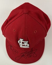 Signed Jim Edmonds Steve Kline Tino Martinez  St Louis Cardinals MLB Hat 2003