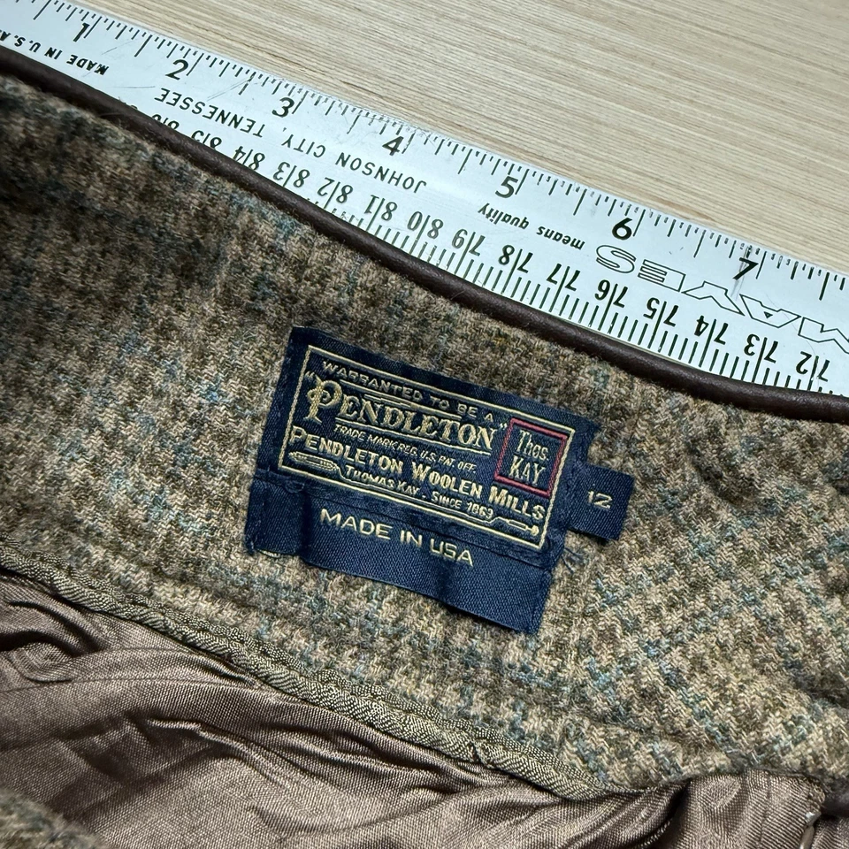 Vintage Pendleton Size 12 Plaid Tweed Wool A-Line Midi Skirt Made in USA - Image 2 of 4