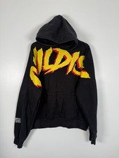 Childish Hoodie Flames Mens Medium Black Oversized TGF Yellow Red Spellout Out