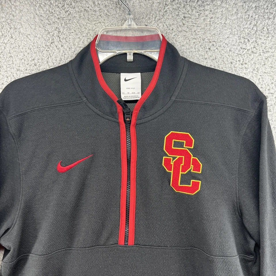 USC Trojans Shirt Mens XS Black NCAA Football Nike Dri Fit Pullover Quarter Zip - Image 2 of 4