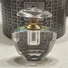 Swarovski Silver Crystal Perfume Bottle Faceted Decorative Collectible