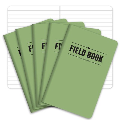 Field Notebook/Pocket Journal - 3.5''x5.5'' - Green - Lined Memo Book - Pack of 5