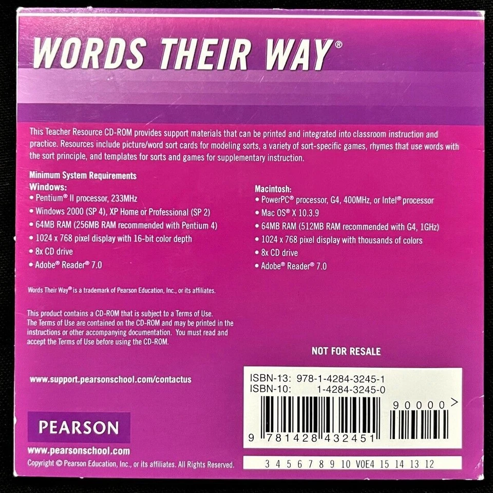 WORDS THEIR WAY - TEACHER RESOURCE CD-ROM (2012, Pearson) - Image 2 of 4