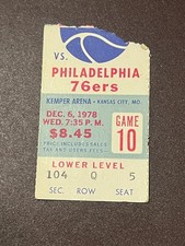 VTG Basketball Ticket Stub Kansas City Kings Philadelphia 76ers 12/6/1978