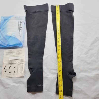 Doc Miller Compression Socks Medium High Open Toe 15-20mmHg Black 22''