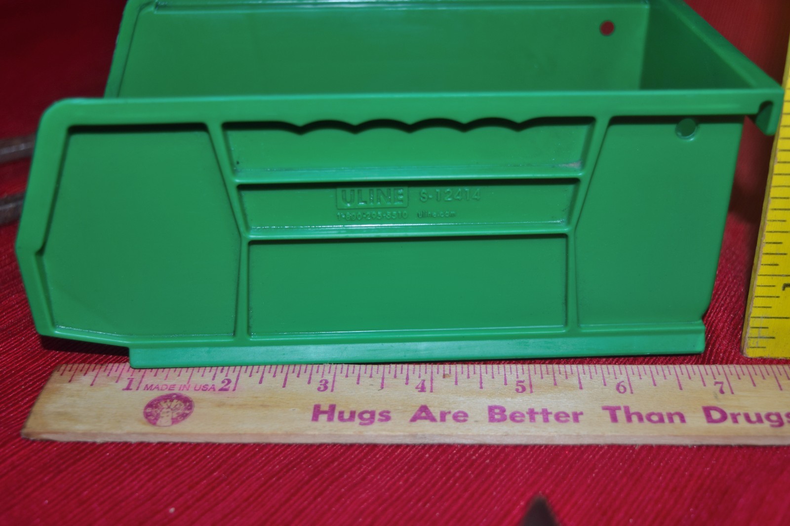 Uline S-12414 Plastic Stackable Storage Bins 7.5"x4"x3" Green Industrial Grade