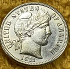 1911-S Barber Dime 10c. FREE SHIPPING.