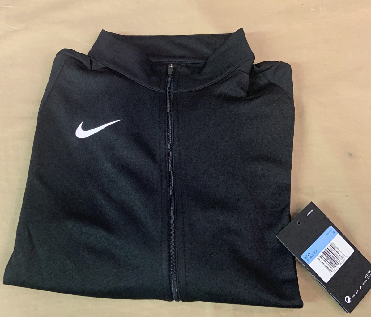Nike Dri-Fit Boys Full Zip Lightweight Jacket Size Medium Black