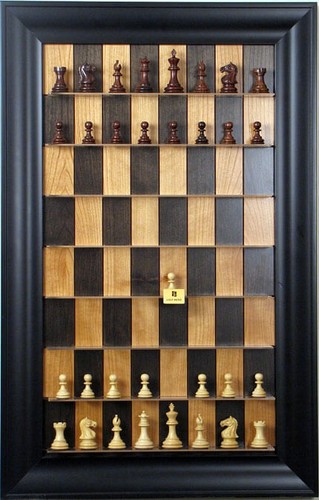 Straight Up Chess Board - Black Cherry Series with Black Contemporary Frame