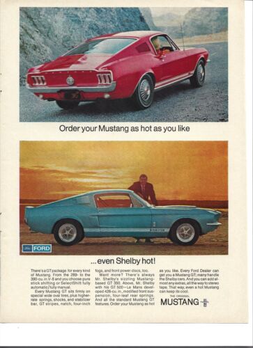 1967 Ford Mustang GT and Shelby GT 500 vintage print ad: "Order your Mustang..
