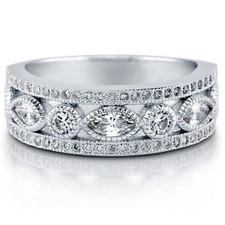 Sterling Silver AAAA Cubic Zirconia Art Deco Half Eternity Rings