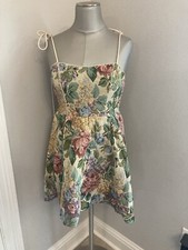 SHEIN Mod Floral Tapestry Dress Tie Straps Size Small NWT