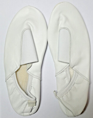 Ballettschuhe Gymnastikschuhe Schläppchen Leder Tanz Turnschläppchen Weiß Gr 34