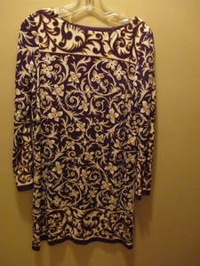 Nicole-Miller-Collection-Modern-Plum-Floral-Print-Silk-Tunic-Dress-Size-Med