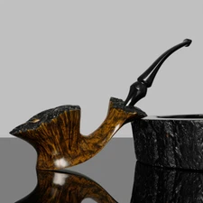 MUXIANG Fleur Pipe Briar Wooden Tobacco Pipe Smooth Freehand Pipe Ebonite Stem