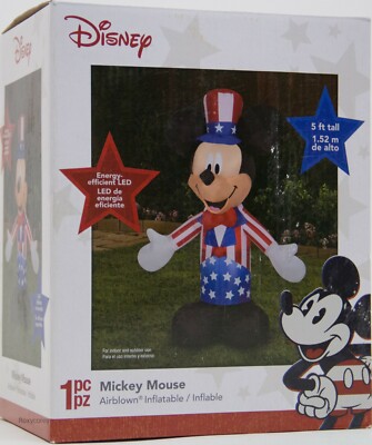 Disney 5 ft LED Mickey Mouse American Patriotic Uncle Sam Airblown Inflatable