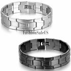Silver Black Chain Bangle Wristband Mens Classic Link Stainless Steel Bracelet