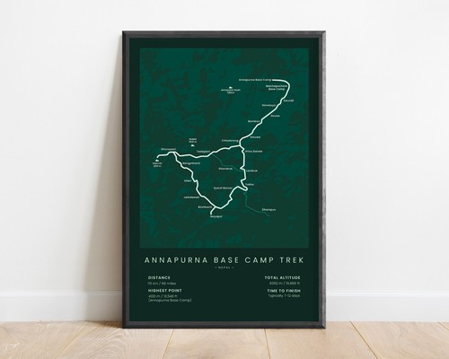 Annapurna Base Camp Trek Map Poster | Annapurna Sanctuary Trek Print | ABC Trek - Picture 2 of 8