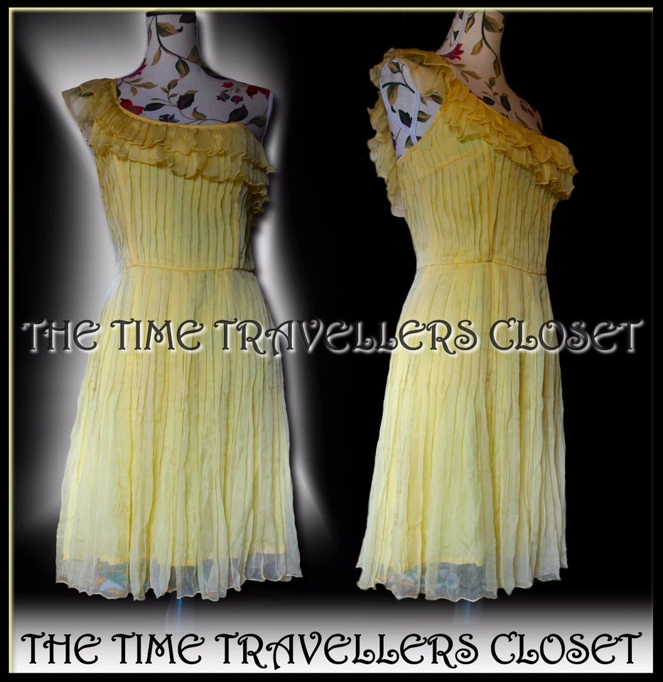 Nuevo con etiquetas Vestido Kate Moss Topshop Amarillo Chifón Griego con Volantes Un Hombro Reino Unido 12 40 Foto 3 de 3