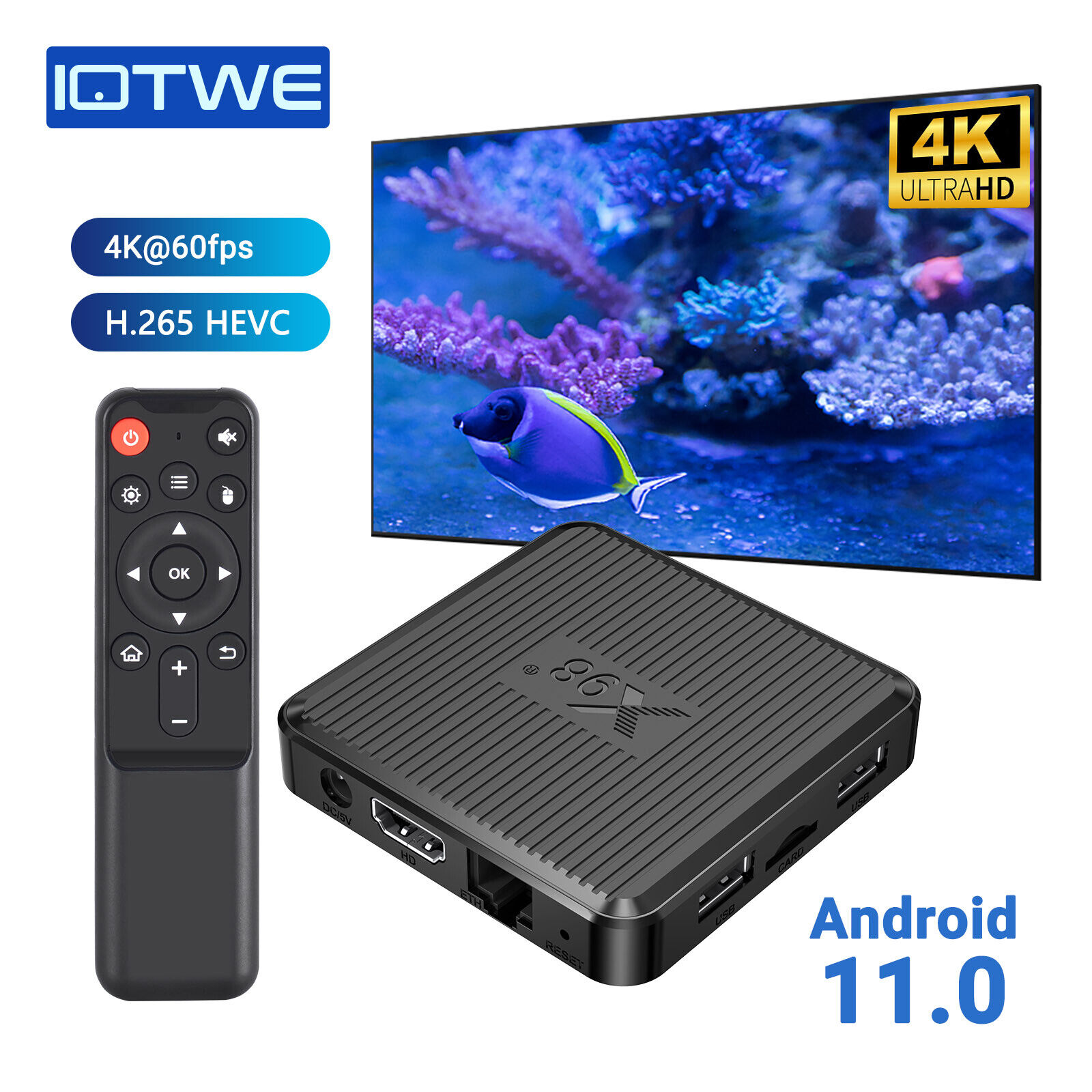 2023 Android 11 Smart TV Box 8/16GB 4K HD 5G WIFI 4 Core Media Player Billig DE