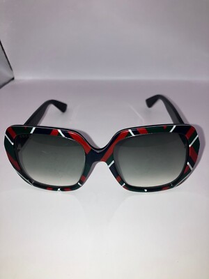 Gucci Sunglasses GG0096S 005 Black Green Red White Square w