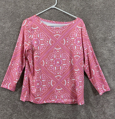 Vineyard Vines Top Womens Large Pink Multicolor 3/4 Sleeve