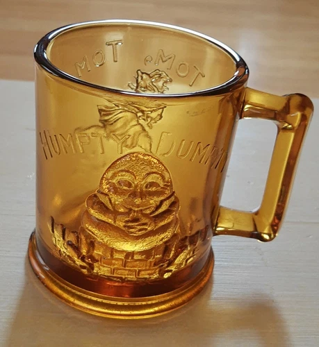 Vintage Humpty Dumpty Tom Tom Amber Colored Nursery Rhyme Cup Mug
