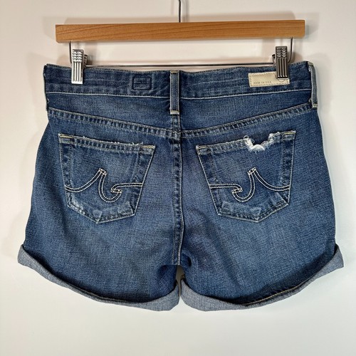 AG Adriano Goldschmied The Hailey Ex-Boyfriend Roll Up Shorts Blue Denim 25R - Picture 3 of 10