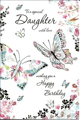 SIMON ELVIN SPECIAL DAUGHTER BIRTHDAY GREETING CARD 9"X6" BUTTERFLIES, NICE VERSE