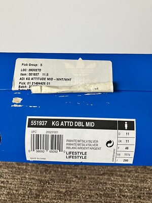 Adidas KG ATTD DBL Mid Kevin Garnett 551937 Size 11.5 White 2004 W
